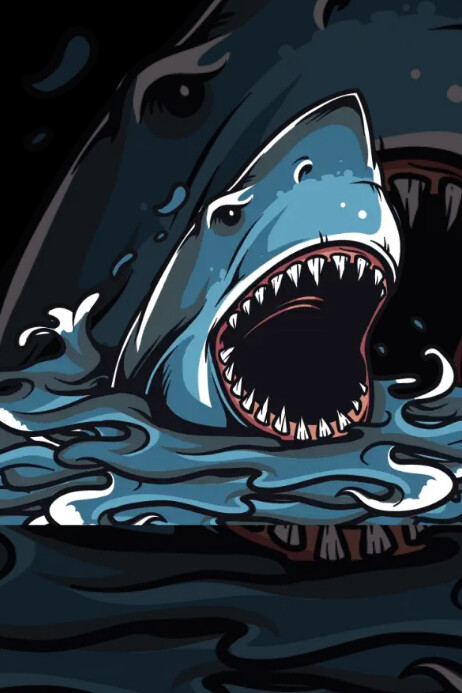 Shark Design Funny T-shirt template | Premium Poster